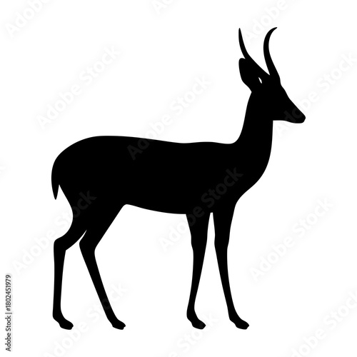 Elegant Antelope Silhouette Standing Tall on a White Background Depicting Wildlife
