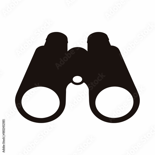 Simple black and white illustration of binoculars silhouette for finding something