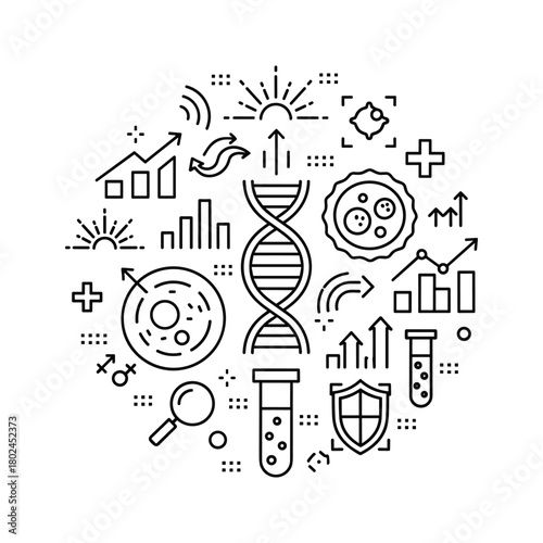 Black and white outline icons grid representing various breakfast and lunch food items like egg, sandwich, steak, and fruit isolated on