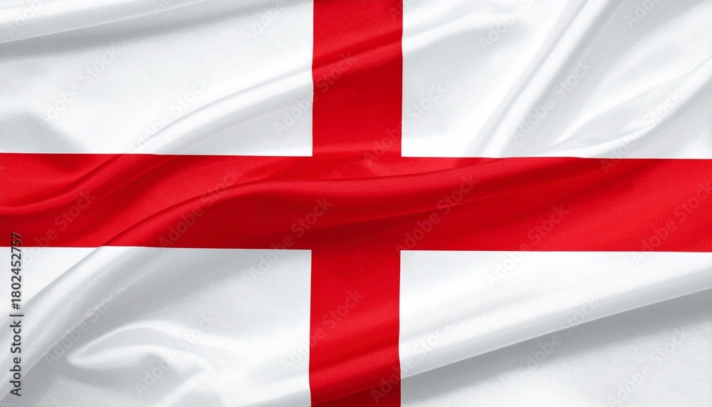 Fototapeta premium Flag of England with Red Cross of Saint George on White Background Waving Outdoors