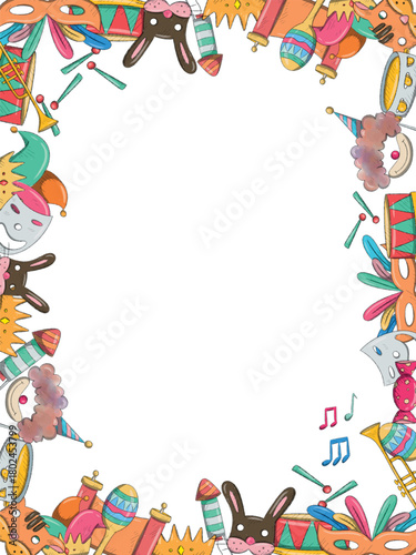 Colorful Hand-Drawn Carnival Celebration Frame