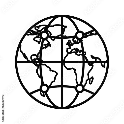 Global connection network icon representing worldwide communication.