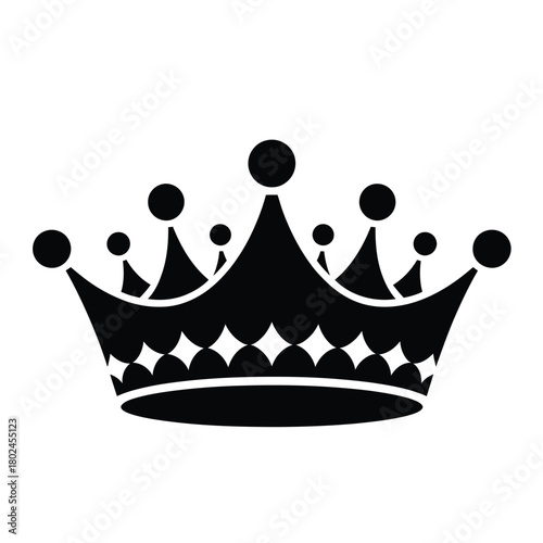 Regal crown silhouette isolated on, symbolizing royalty and power, perfect for elegant designs and projects requiring a touch of sophistication