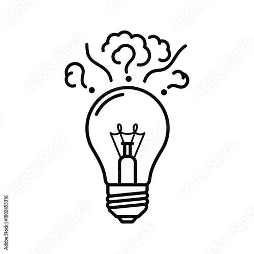 Idea dilemma line art icon concept of problem-solving thinking