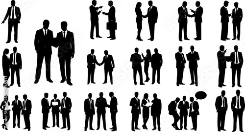 set of Business people, set of vector silhouettes
