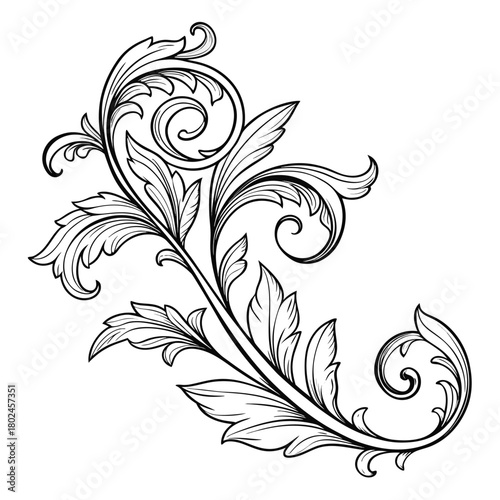 Elegant Ornament Collection: An exquisite assortment of black, swirling, stylized ornament designs, capturing the essence of refined grace and artistic charm.