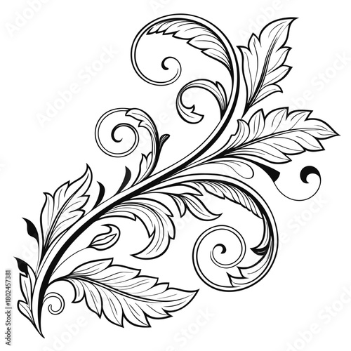 Elegant Ornament Collection: An exquisite assortment of black, swirling, stylized ornament designs, capturing the essence of refined grace and artistic charm.