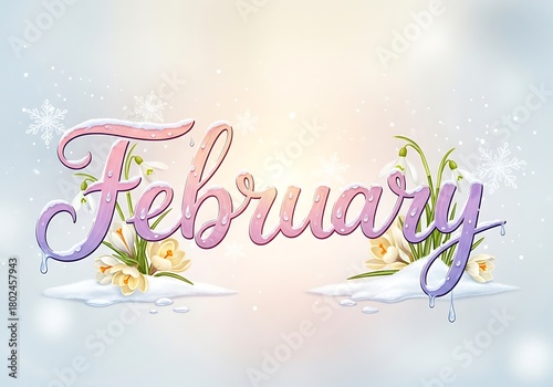 February The Month Of Winter's Gentle Transition With Early Spring Blossoms And Crisp Snowfall Accents
