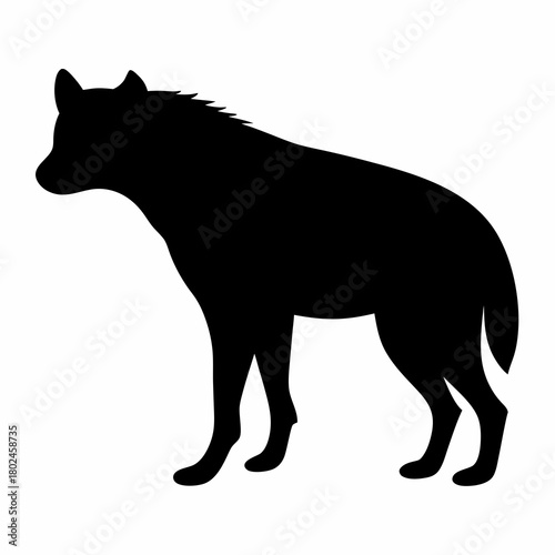 Silhouette of a powerful and solitary hyena in a stark graphic design