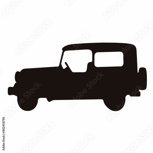Silhouette of a classic Jeep style vehicle isolated on a white background