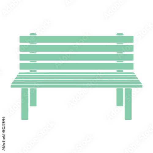 Minimalist light green park bench vector illustration for outdoor leisure and public spaces design