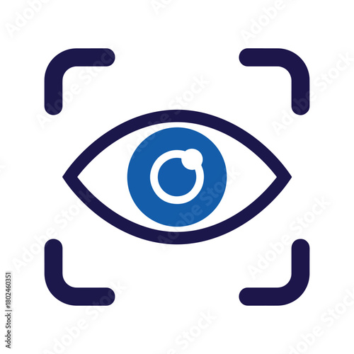 Futuristic eye icon with target outline, representing biometric security and vision scan.