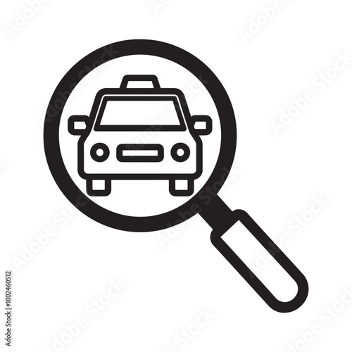 Searching for a taxi service icon, car search concept, vehicle locator symbol, transportation