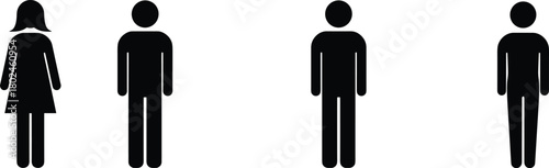 Silhouette, female and male icons, gender representation, people group, demographic illustration, diversity concept, black figures, social study, equality, teamwork