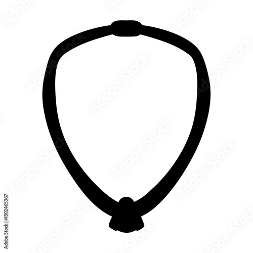 Simplified black silhouette of a pendant necklace with central bead and charm