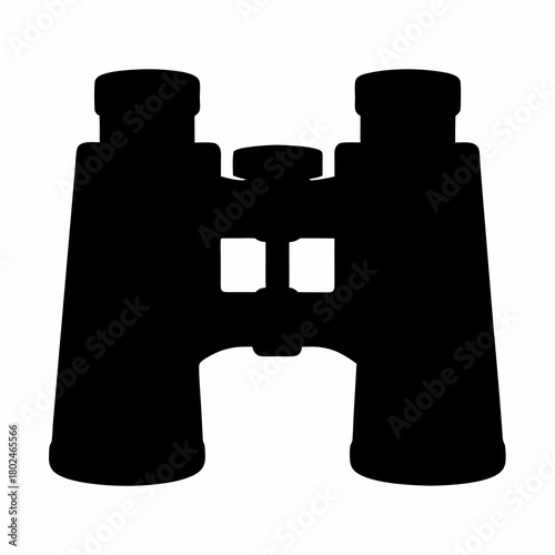 Detailed silhouette of a pair of binoculars on a white background
