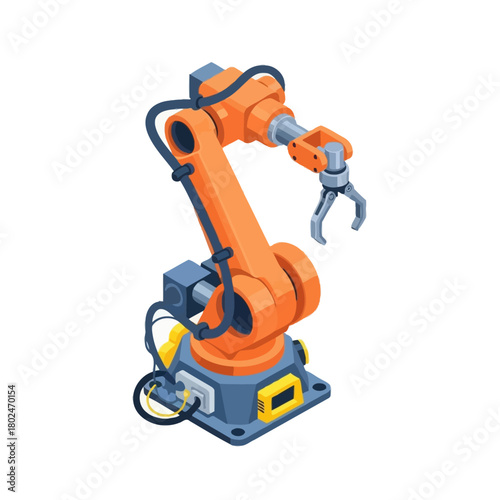 Industrial Robotic Arm Gripper Vector Illustration