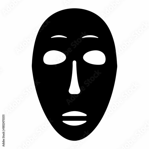 Stylized Black Face Mask Depicting Anonymity, Mystery and Potential Cultural Significance