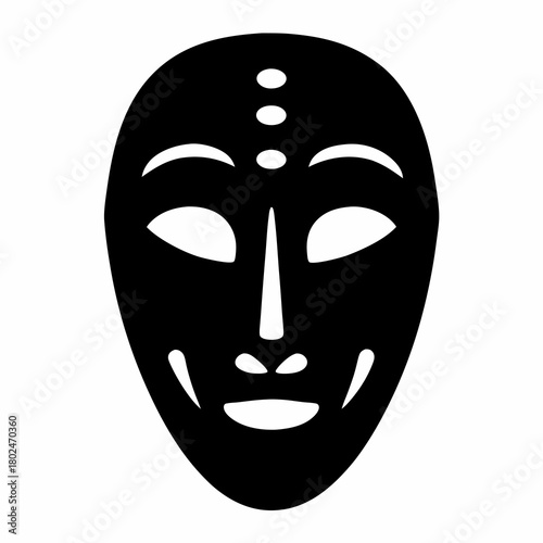Abstract black and white mask with three dots representing inner wisdom