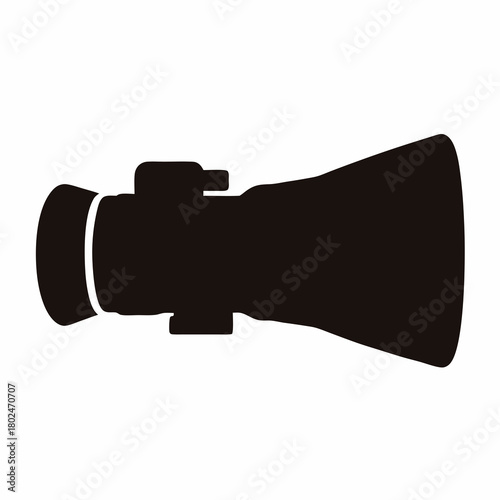 Silhouette of a telephoto lens for professional photography and videography