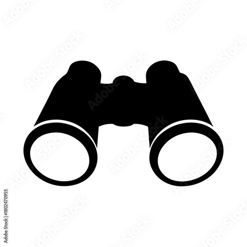 Black and white vector image of binoculars for observing far away objects