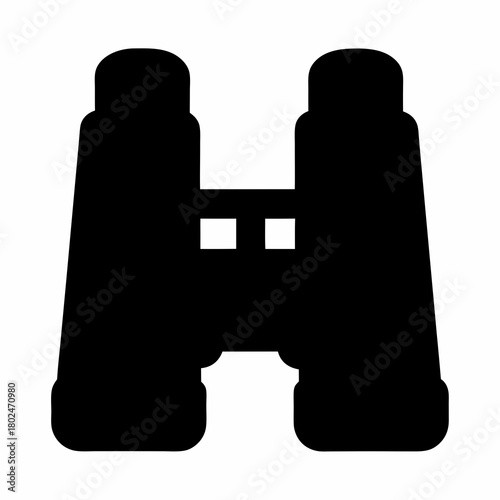 Silhouette of Binoculars for Observing Distant Objects, Adventure and Exploration