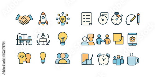 Business Startup and Creative Process Icons