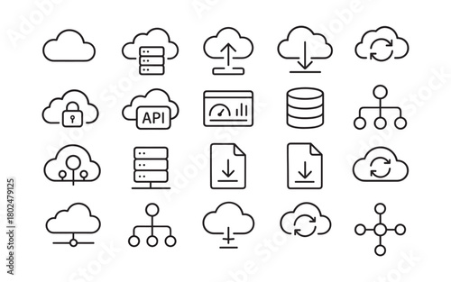 Cloud Computing Line Icons Set