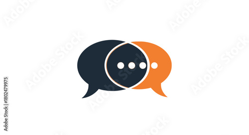 Overlapping speech bubbles icon with three dots for communication and chat concepts