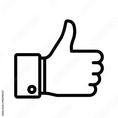 Thumbs up hand gesture outline icon symbolizing approval, like, good, success, positive feedback, agreement, and excellence