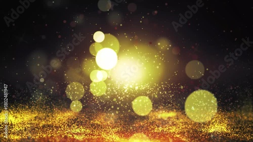 Abstract Golden Magic Dust Shimmer Loop. Elegant Particle Glitter Background.