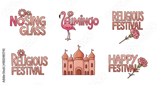 Festive flamingo and celebrations: floral and architectural themes