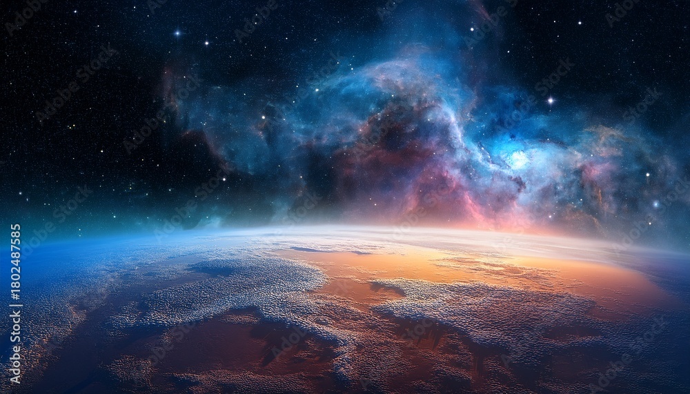 Fototapeta premium Space Background With Star Dust And Gas Clouds Fractal 3D Illustration Panoramic Space Galaxy Nebula Map