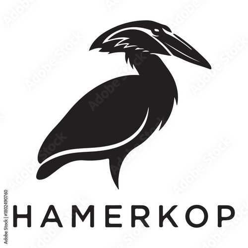 Hamerkop Bird Minimalist Vector Illustration
