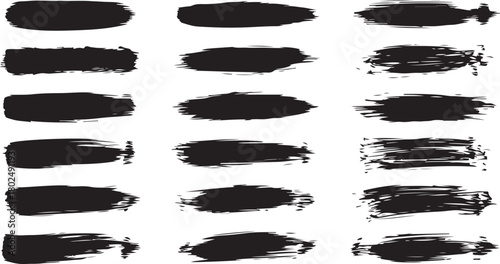 Black ink brush strokes isolated on for design element
