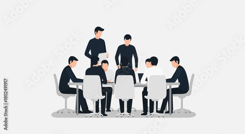 Team collaboration and decision-making in modern office meeting