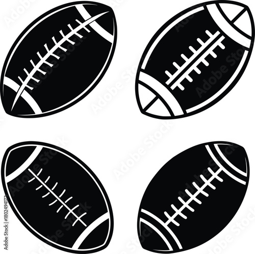 American football outline silhouette set