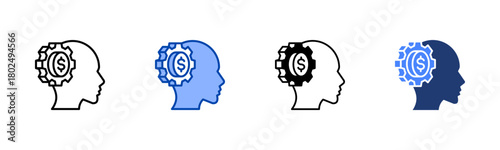 Mindset icon set multiple style collection