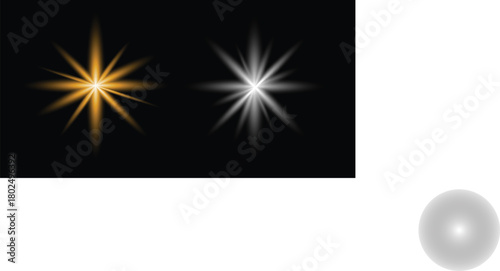 Two starburst light effects glowing brightly on black background