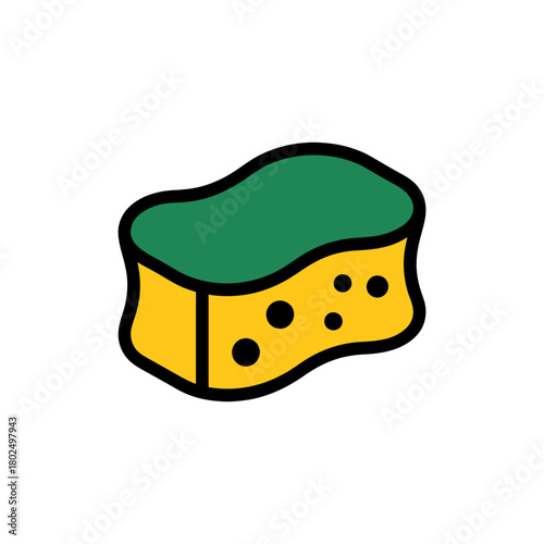 Dish brush icon on White Background Vector Art Illustration on white background.