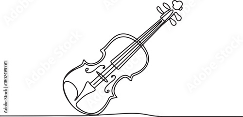 Violin continuous one line drawing. Classic violin music instrument single line art illustration. Editable vector. one line Icon drawing with white background