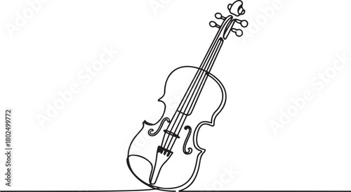 Violin continuous one line drawing. Classic violin music instrument single line art illustration. Editable vector. one line Icon drawing with white background