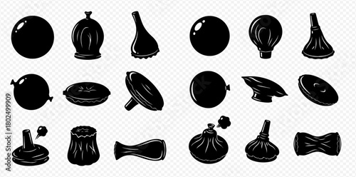 A collection of various black and white vector illustrations of different shapes and objects.
