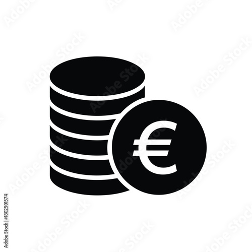 Stack of euro coins with euro symbol