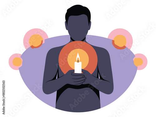 A person holds a lit candle in their hands, representing inner light and warmth.