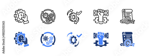 Productivity and Execution with two styles, line and duotone icon.
