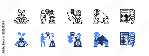 Wealth Building with two styles, line and duotone icon.
