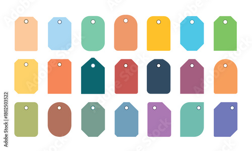 set of blank tags for gifts, packaging, sales, and labeling. Ideal for print templates, sticker sets, planners, craft projects, and digital design.