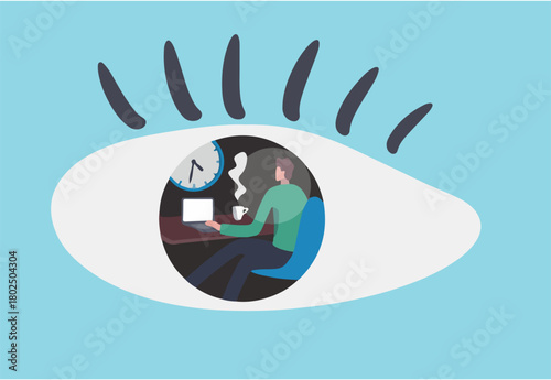 Micromanagement, too much details and manipulation or controlled from boss or distrust employee concept, depresses employee working in boss, manager eyes who watching and staring at him all time