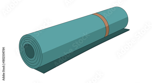 Rolled yoga mat with strap in minimalist style for fitness and wellness